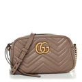 Gucci Calfskin Matelasse Small GG Marmont Chain Shoulder Bag Porcelain Rose