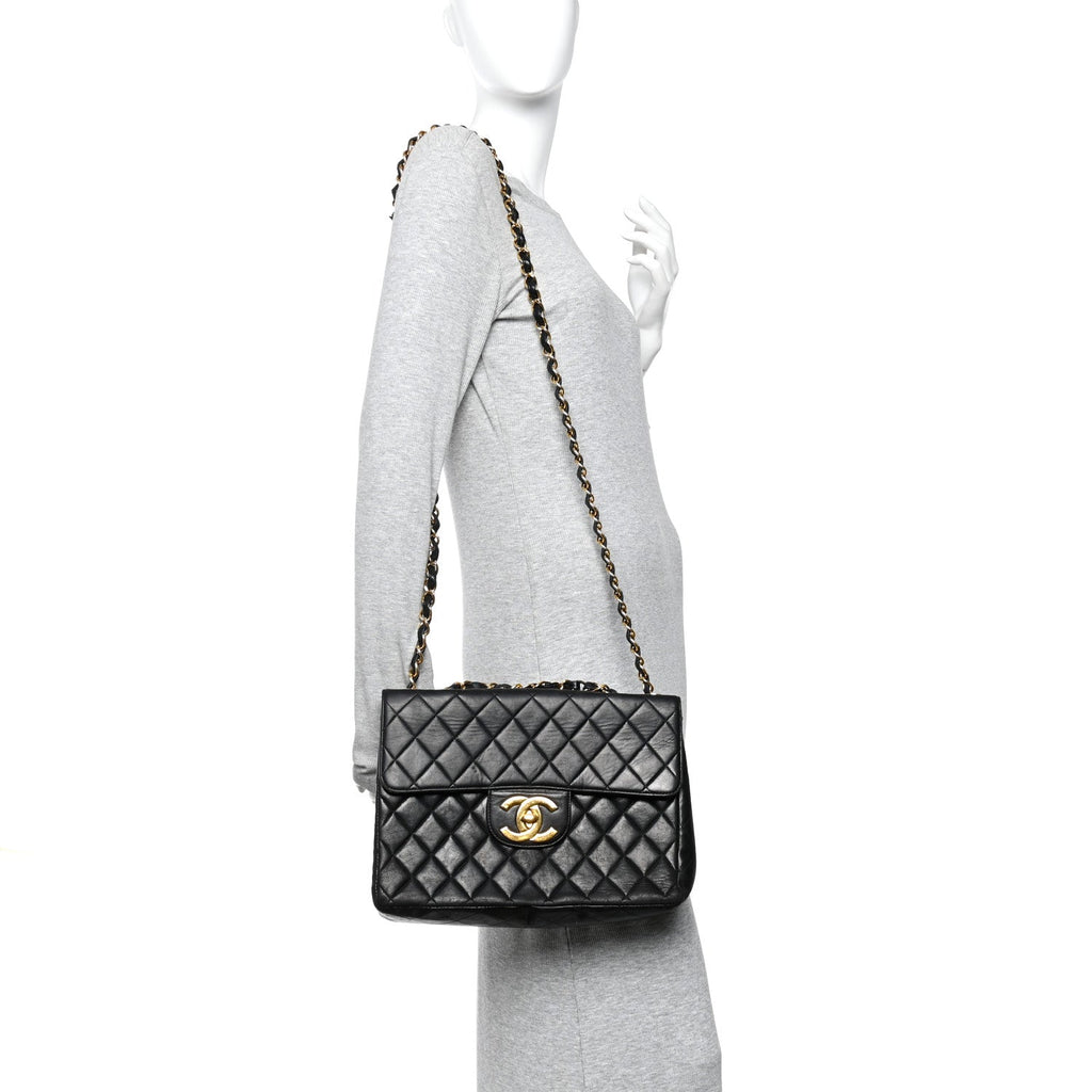 Chanel Lambskin Quilted XL Jumbo Single Flap Black