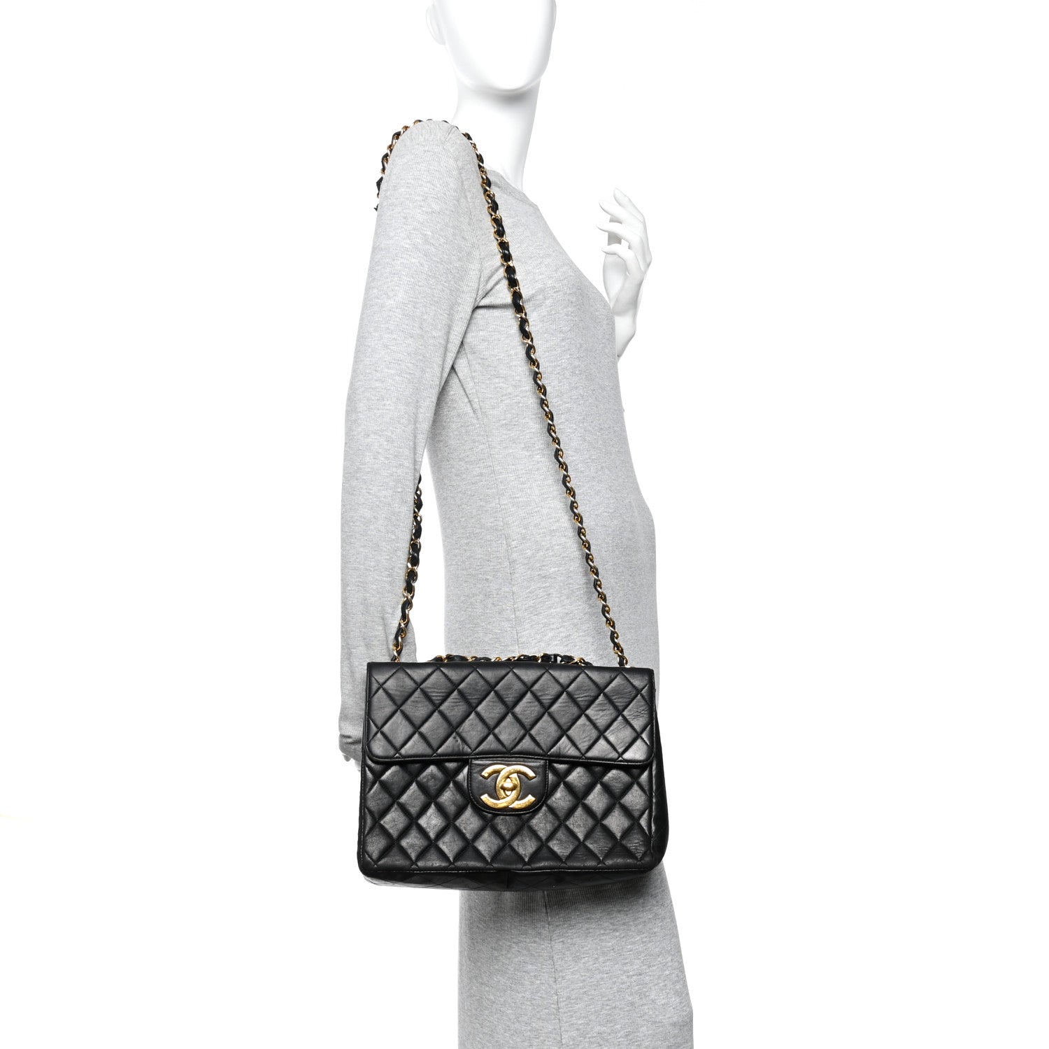 Chanel Lambskin Quilted XL Jumbo Single Flap Black
