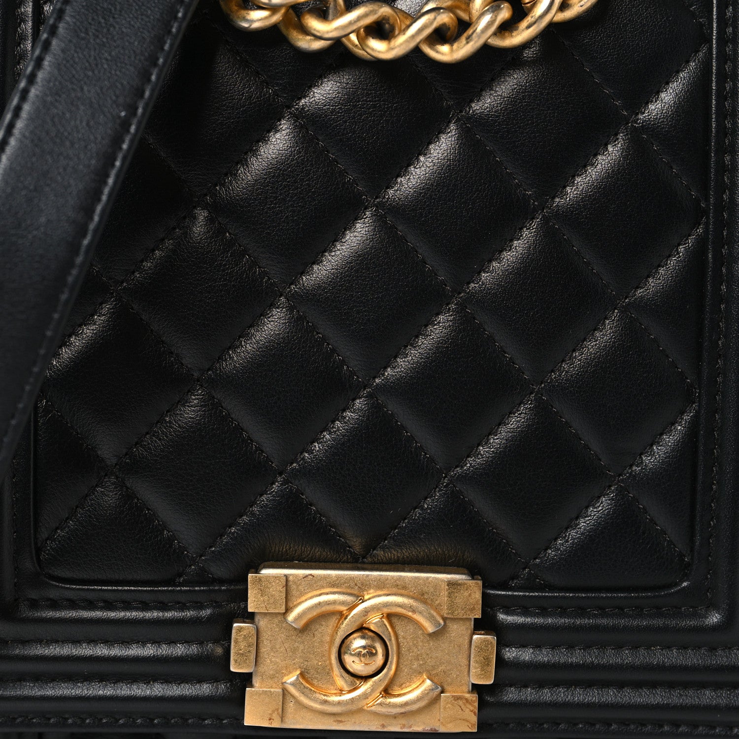 Chanel Calfskin Quilted North South Boy Flap Black