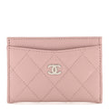 Caviar Quilted Card Holder Light Pink
