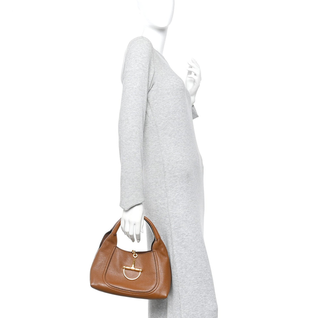 Gucci Grained Calfskin Softbit Medium Shoulder Bag Brown