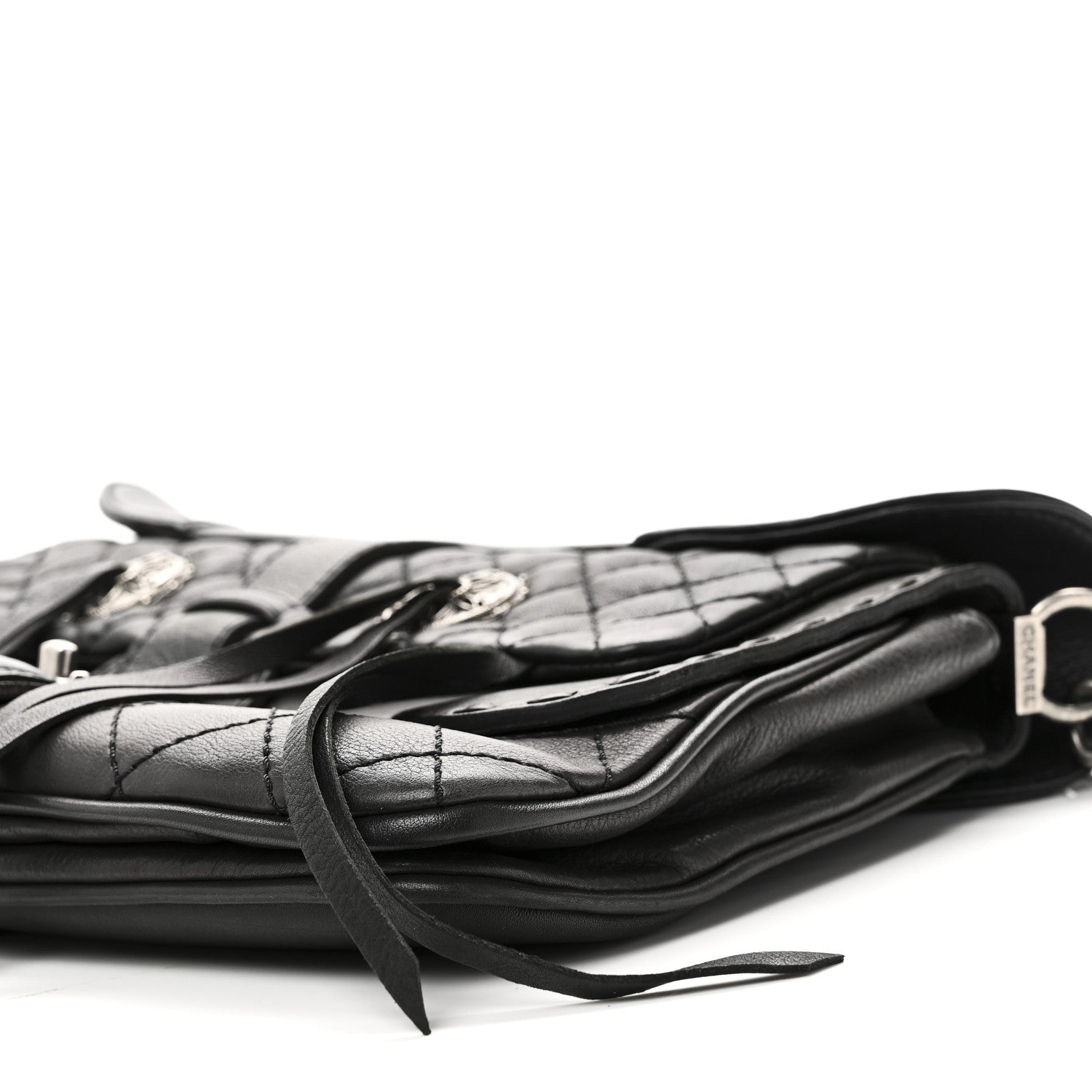 Chanel Goatskin Quilted Paris Dallas Saddle Bag Black