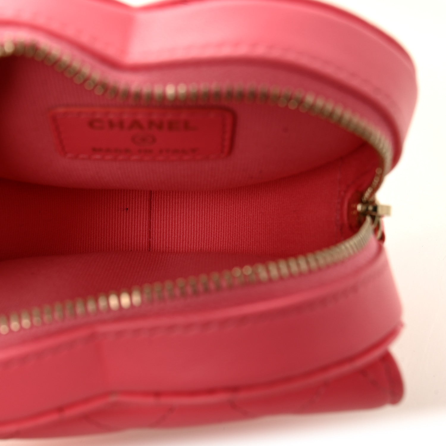 Chanel Lambskin Quilted CC In Love Heart Waist Belt Bag With Chain Pink