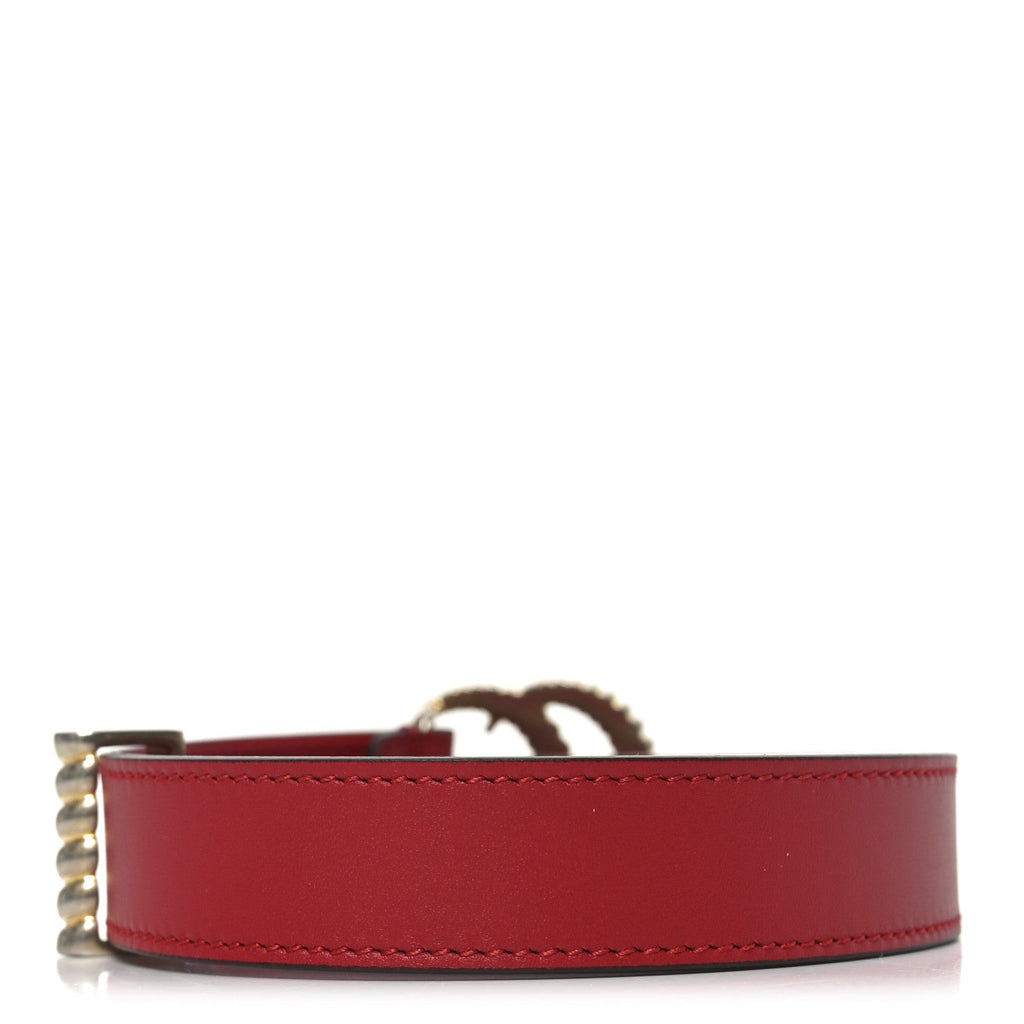 Gucci Moon Calfskin Torchon Double G 25mm Belt 75 30 Hibiscus Red