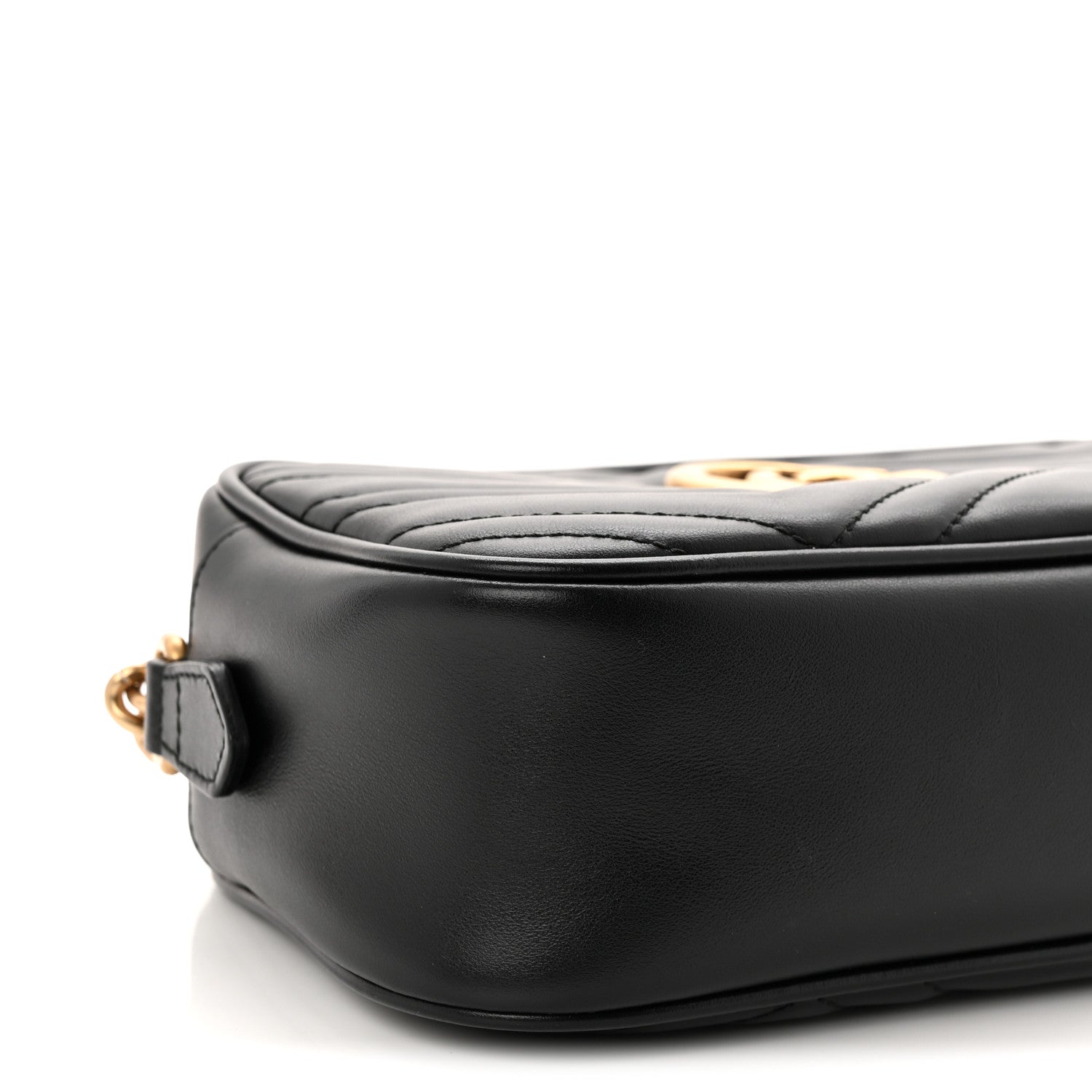 Gucci Calfskin Matelasse Small GG Marmont Chain Shoulder Bag Black
