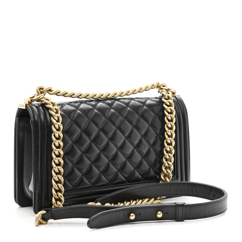 Chanel Lambskin Quilted Medium Boy Flap Black
