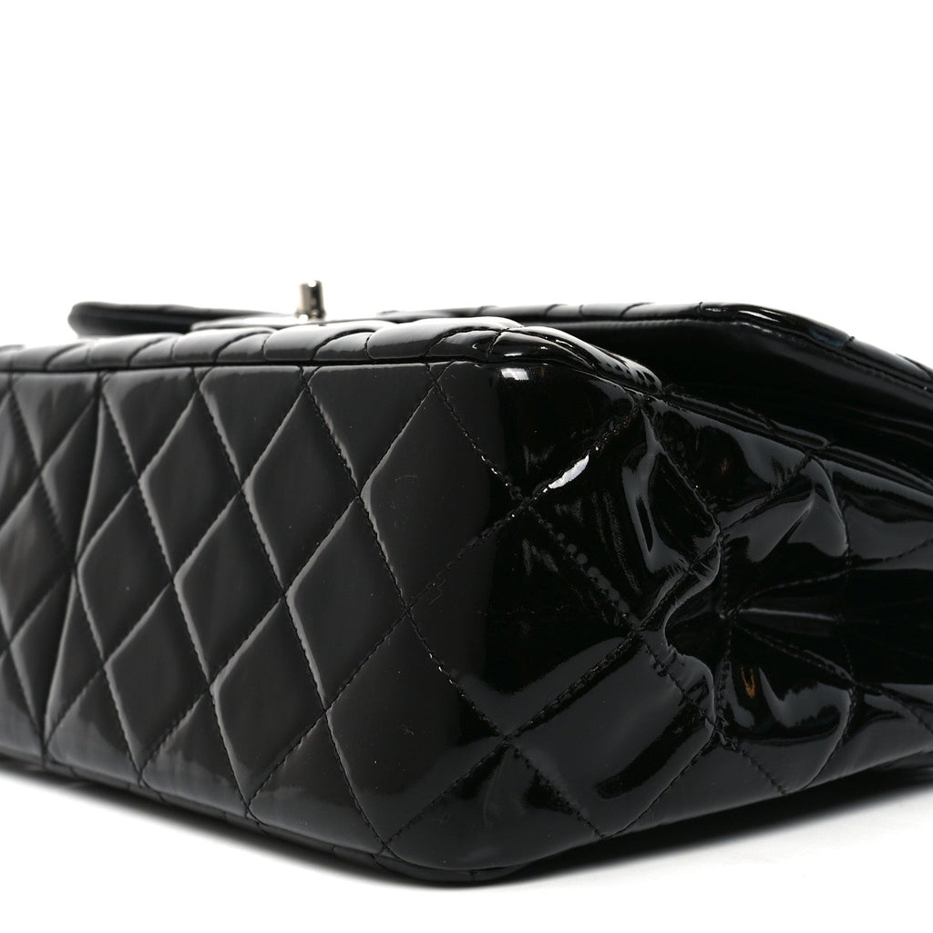 Chanel Patent Quilted Jumbo Double Flap Black