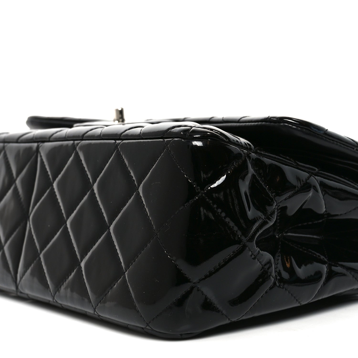 Chanel Patent Quilted Jumbo Double Flap Black