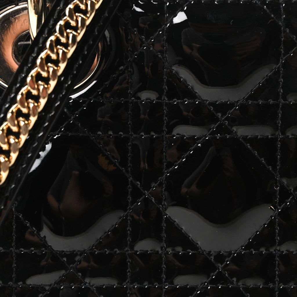Christian Dior Patent Cannage Mini Lady Dior Black