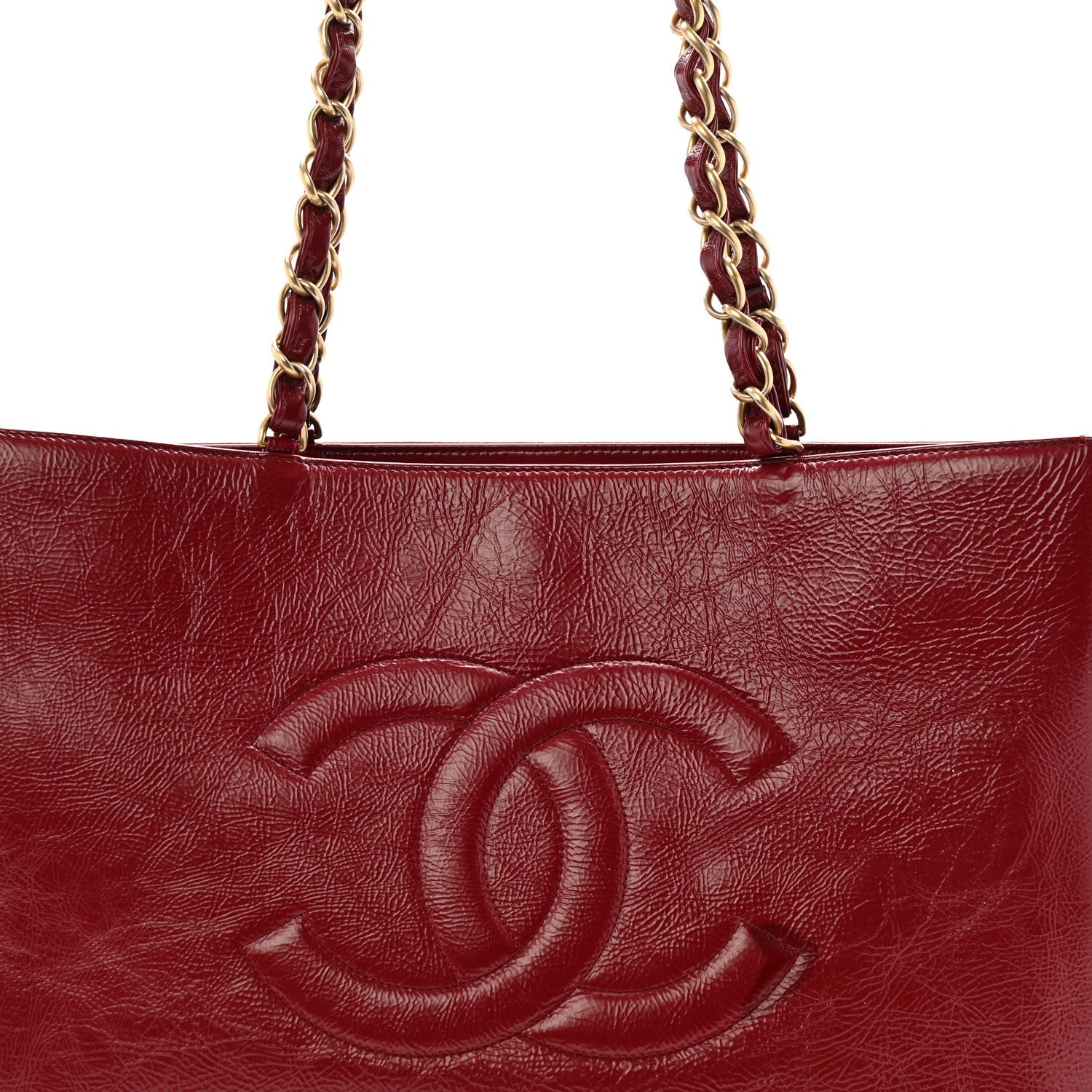 Chanel Shiny Aged Calfskin Shopping Bag Red