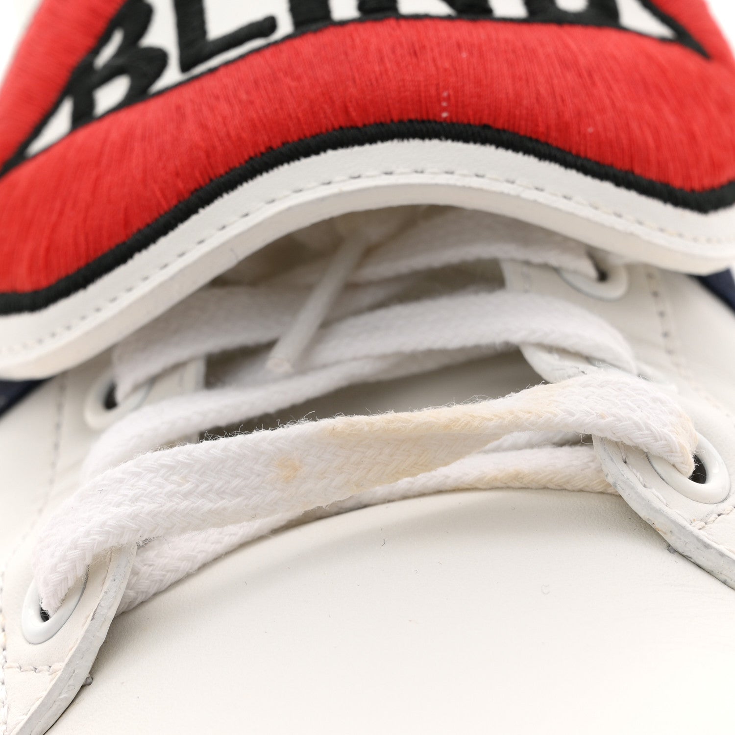 Gucci Calfskin Ayers Web Blind for Love Embroidered Womens Ace Sneakers 40.5 White