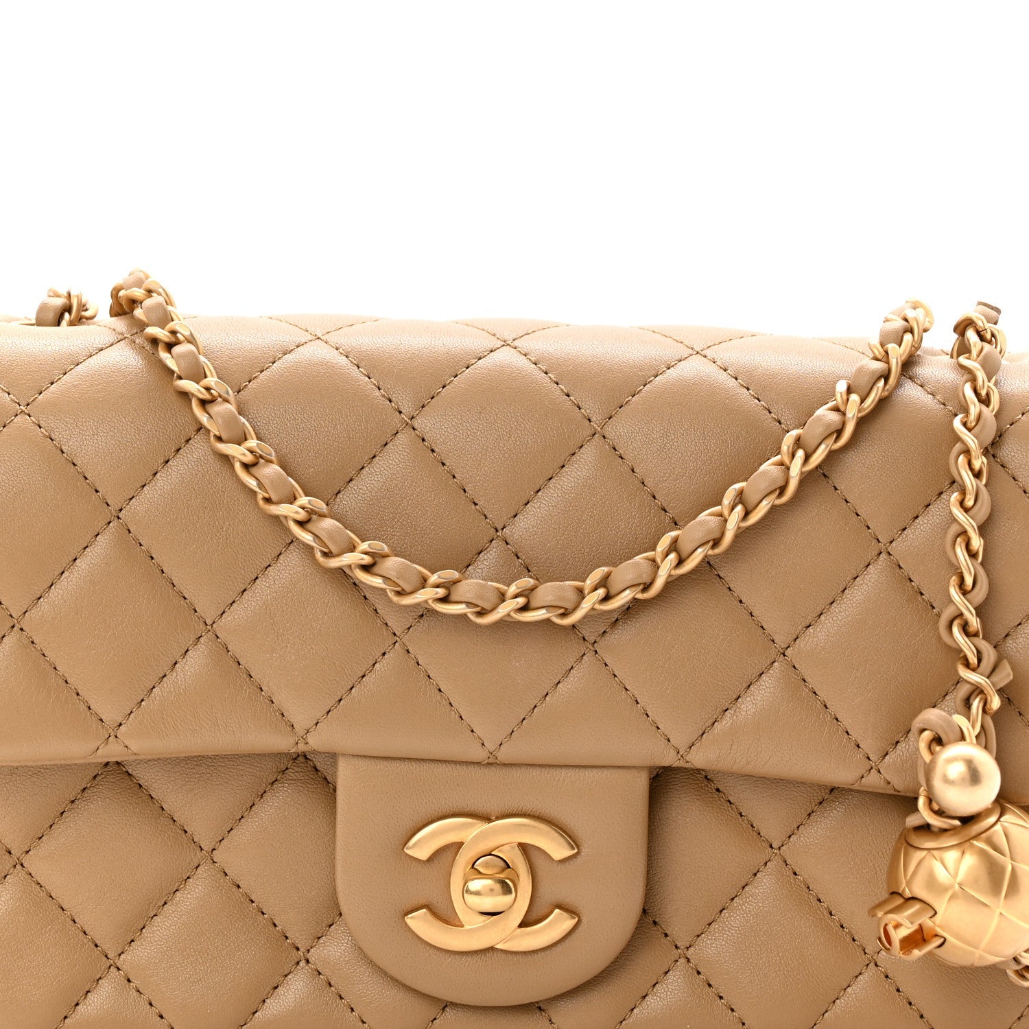 Chanel Lambskin Quilted Mini Rectangular Pearl Crush Flap Dark Beige