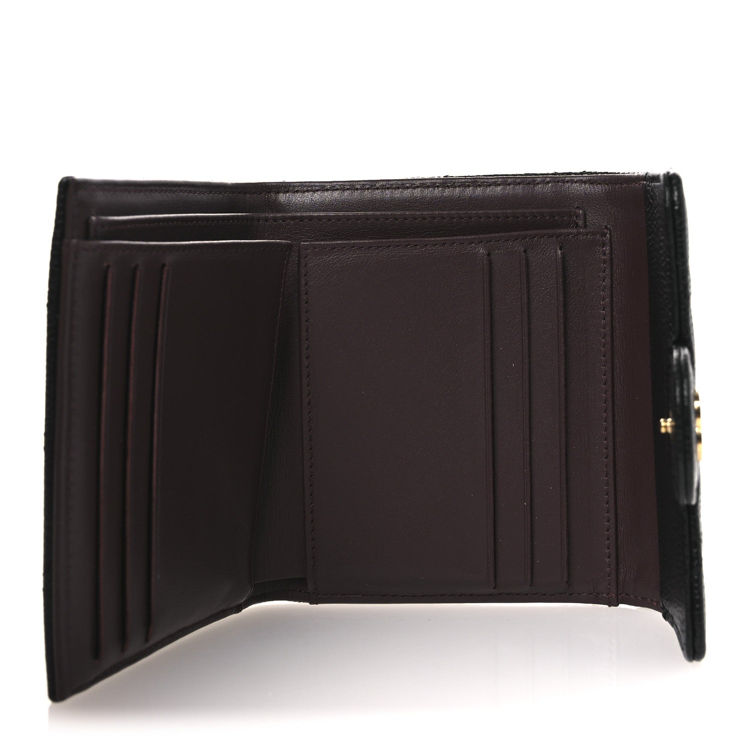 Caviar Quilted Compact Flap Wallet Black
