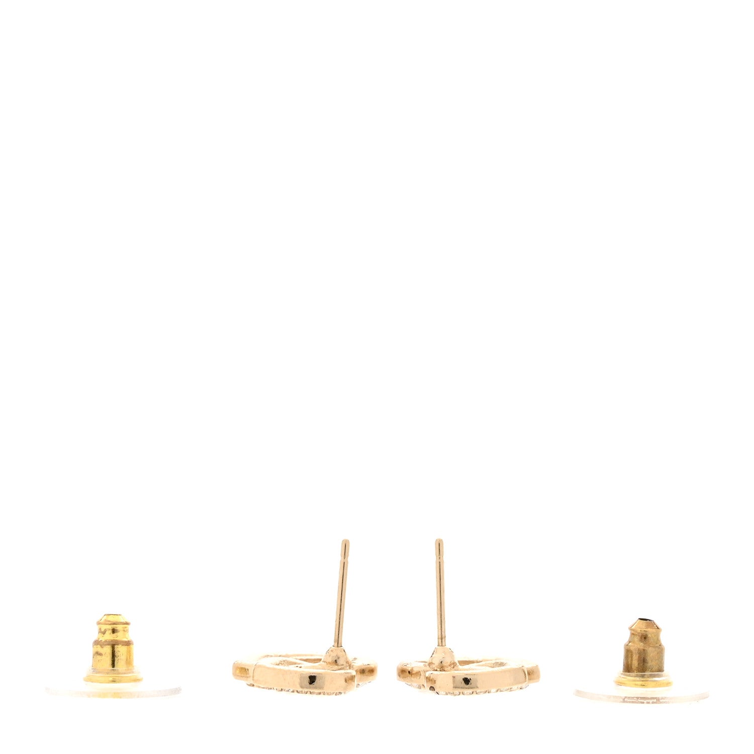 Crystal Metal CC Double Heart Earrings Gold