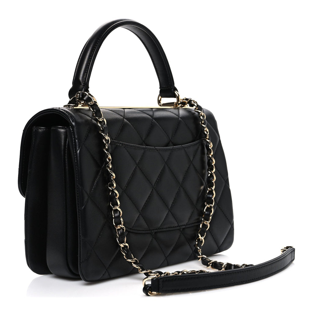 Chanel Lambskin Quilted Small Trendy CC Dual Handle Flap Bag Black