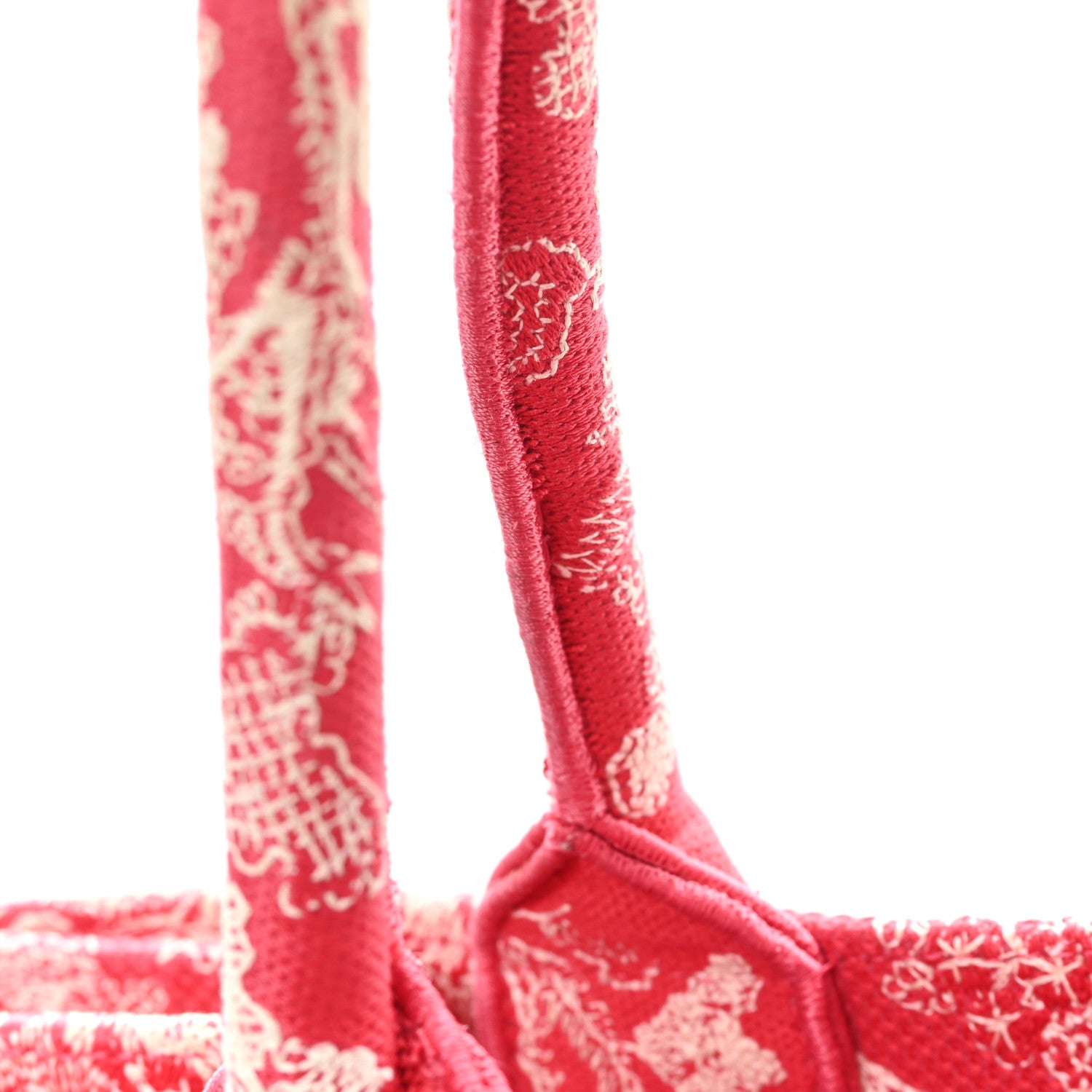 Christian Dior Canvas Embroidered Medium Dioriviera Toile De Jouy Book Tote Raspberry