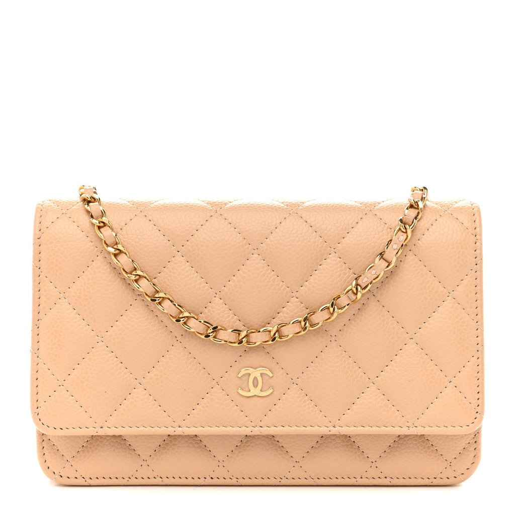 Chanel Caviar Quilted Wallet on Chain WOC Beige