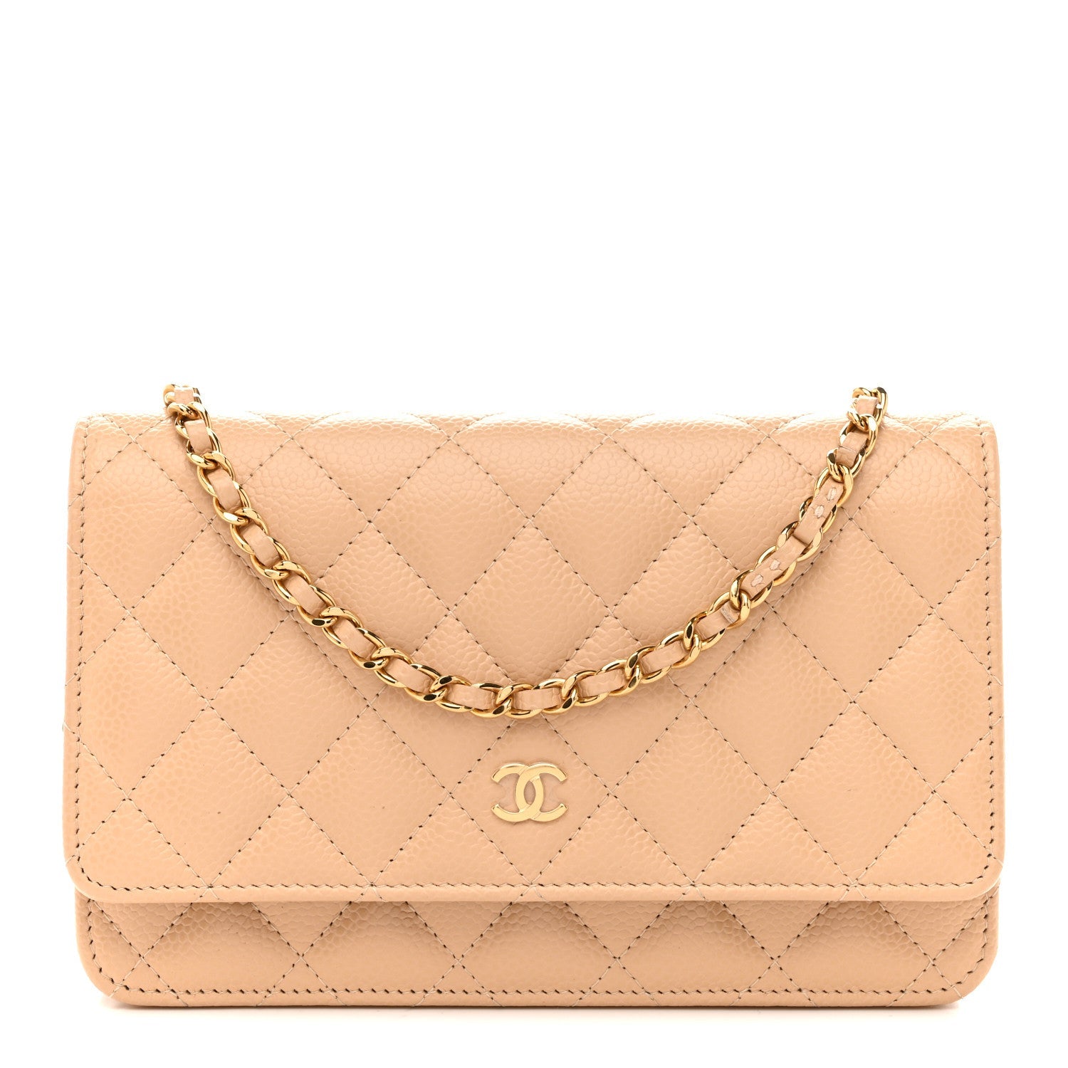 Chanel Caviar Quilted Wallet on Chain WOC Beige
