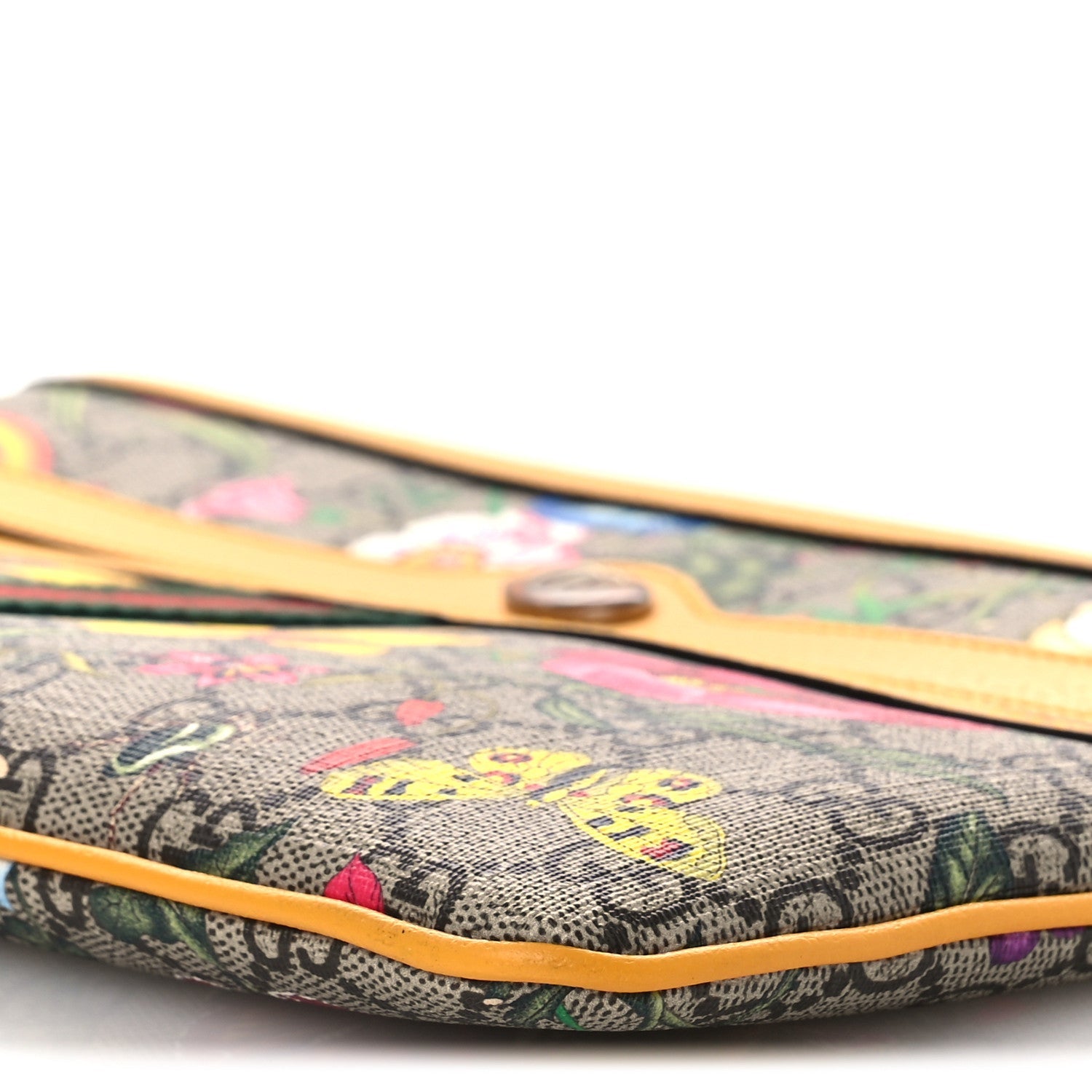 Gucci GG Supreme Monogram Flora Large Ophidia Pouch Clutch Beige Multicolor Crop