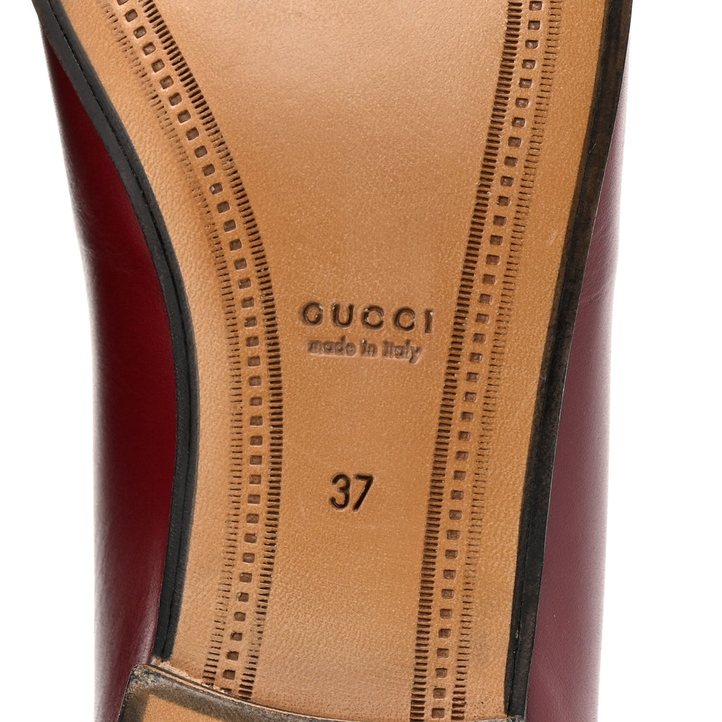 Gucci Betis Glamour Calfskin Womens Jordaan Loafers 37 Rosso Ancora