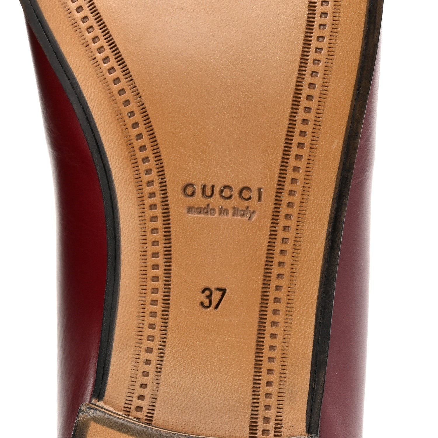 Gucci Betis Glamour Calfskin Womens Jordaan Loafers 37 Rosso Ancora