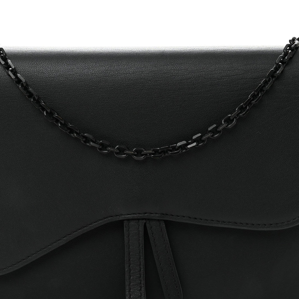 Christian Dior Ultra Matte Calfskin Saddle Chain Pouch Black