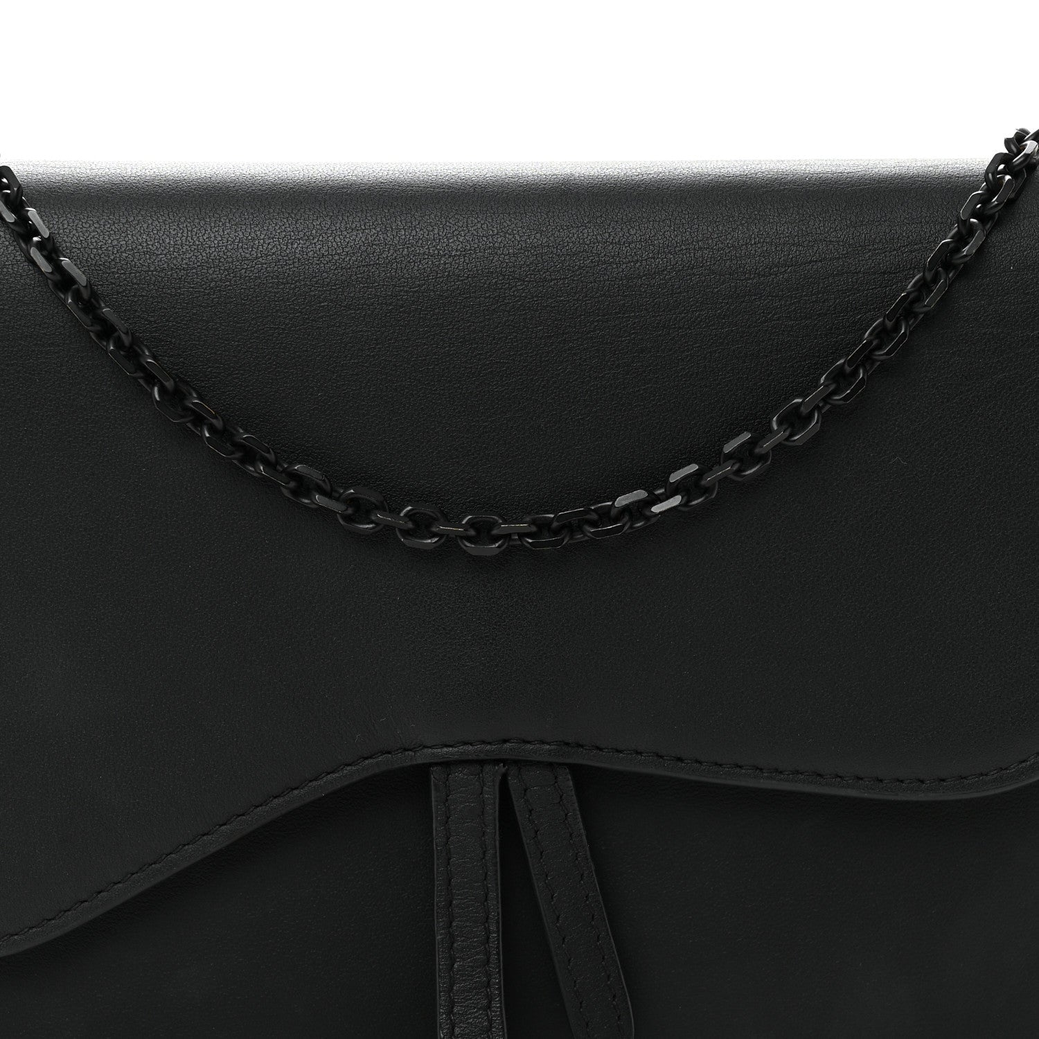 Christian Dior Ultra Matte Calfskin Saddle Chain Pouch Black