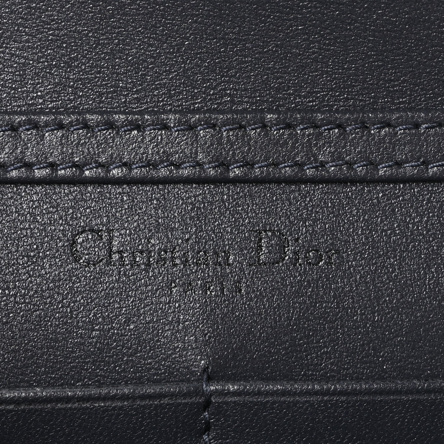 Christian Dior Metallic Patent Micro-Cannage Diorama Wallet on Chain Pouch Onyx Black