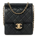 Chanel Goatskin Quilted Chic Pearls Flap Black