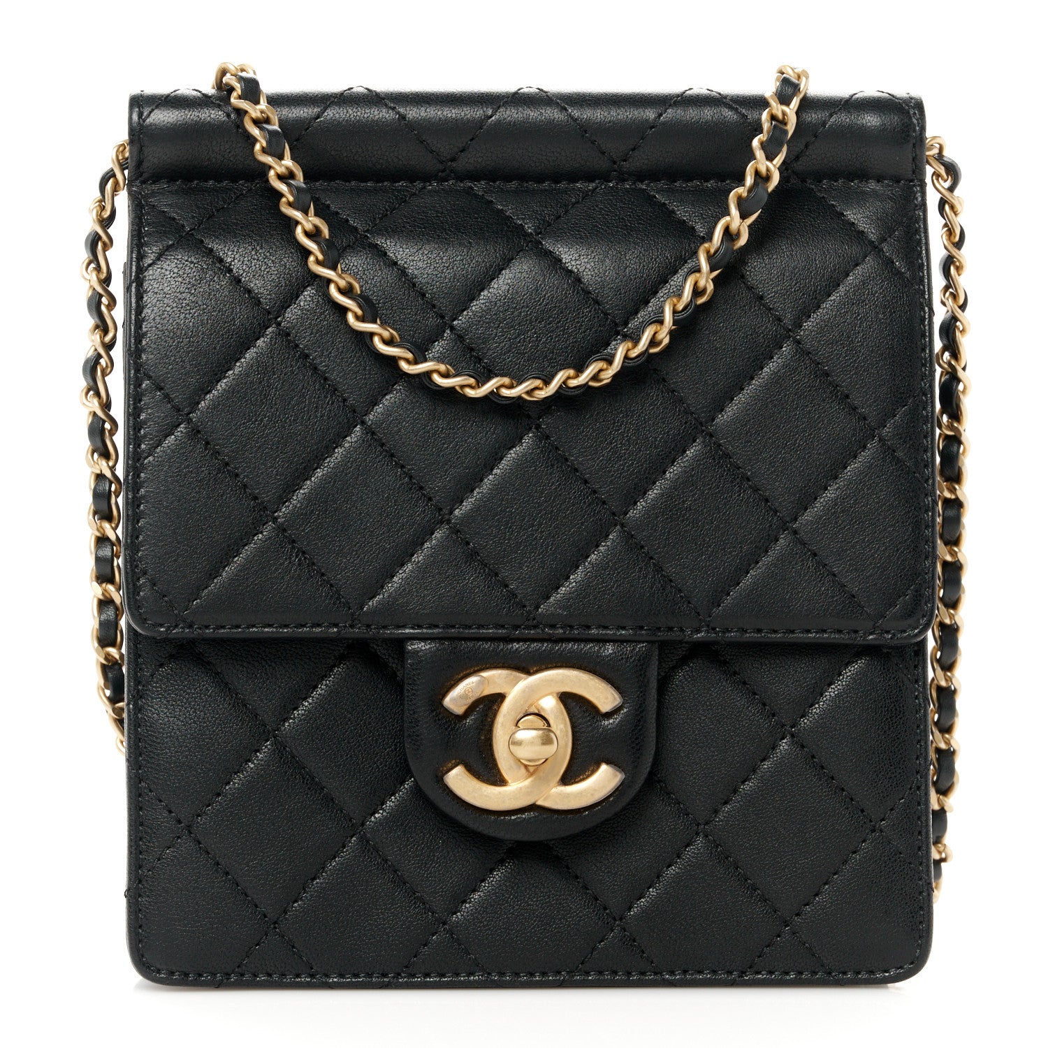 Chanel Goatskin Quilted Chic Pearls Flap Black
