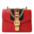 Gucci Calfskin Mini Sylvie Chain Shoulder Bag Hibiscus Red