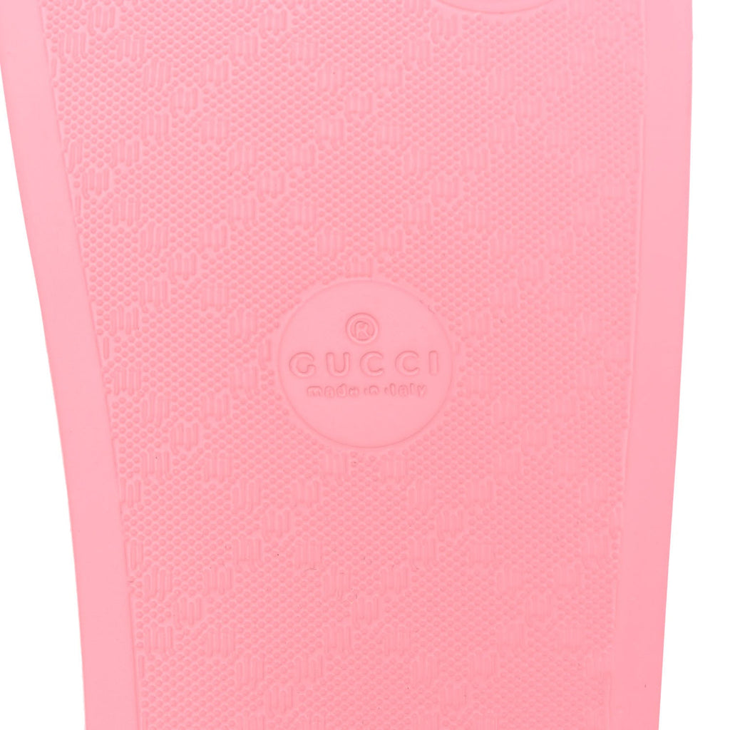 Gucci Rubber GG Monogram Perforated Womens Slide Sandals 36 Rose Box