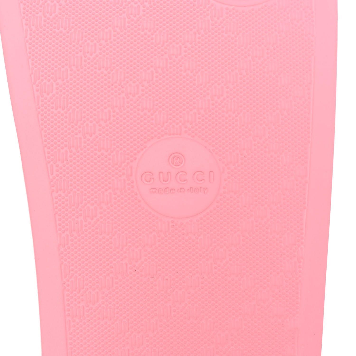 Gucci Rubber GG Monogram Perforated Womens Slide Sandals 36 Rose Box