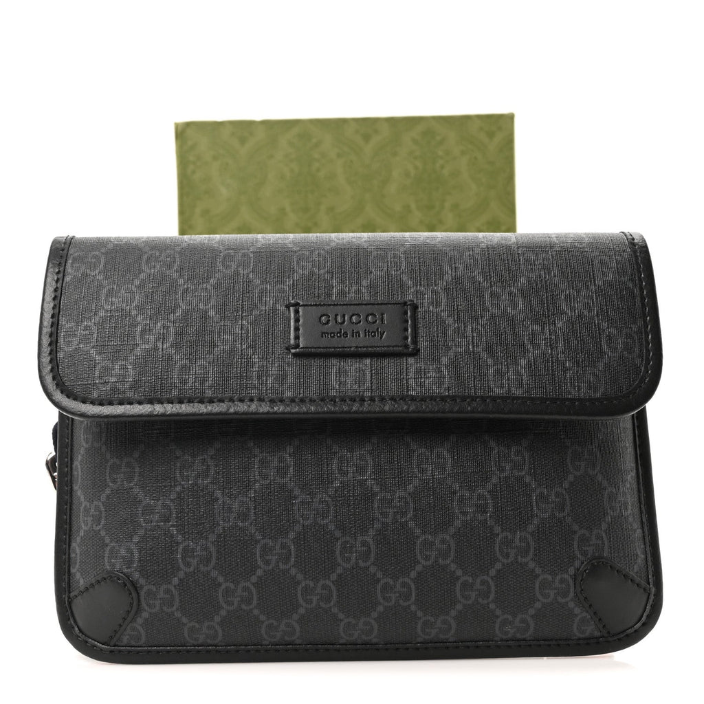 Gucci GG Supreme Monogram Web Slim Belt Bag Black Grey