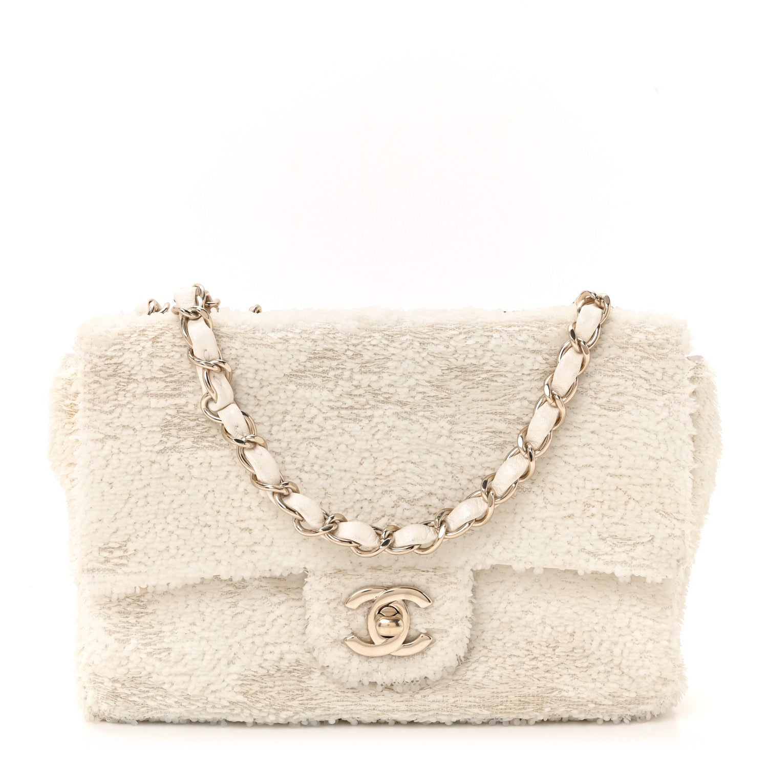 Chanel Sequin Small Single Flap White