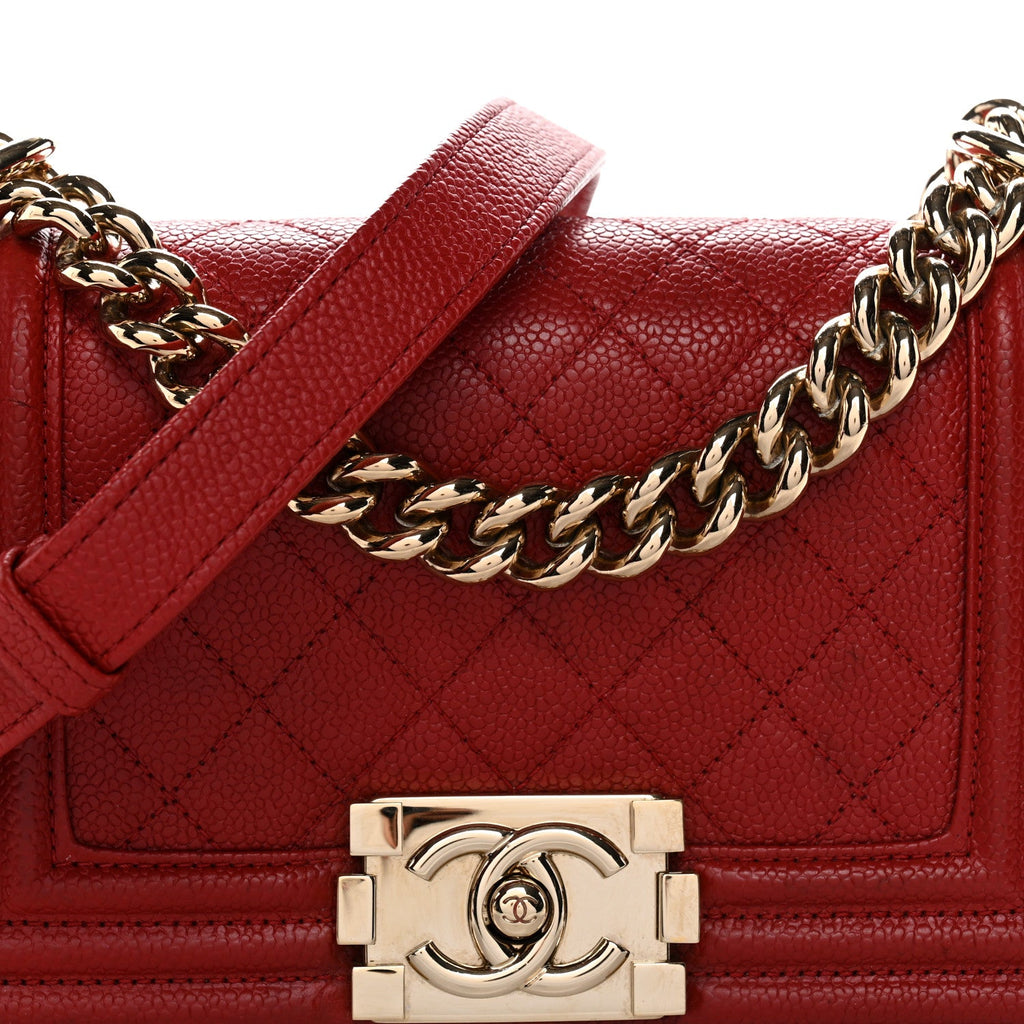 Chanel Caviar Quilted Small Boy Flap Red