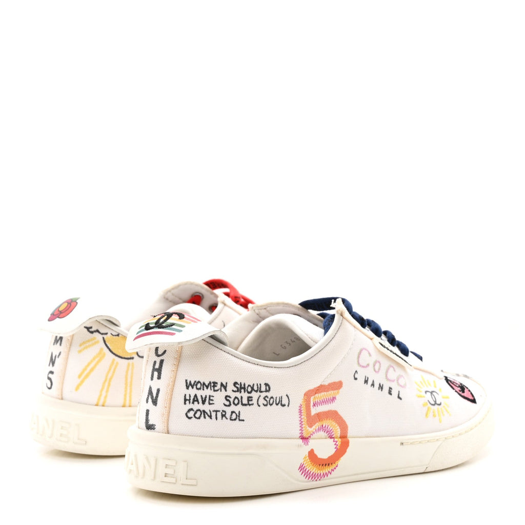 Chanel X PHARRELL WILLIAMS Canvas Womens Sneakers 38 White Multicolor