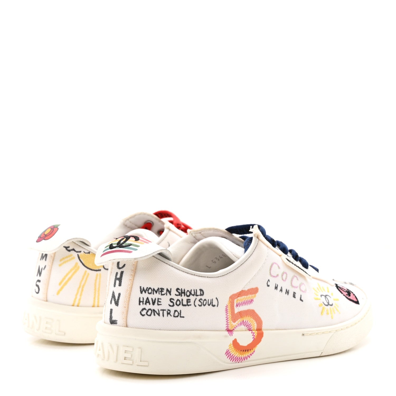 Chanel X PHARRELL WILLIAMS Canvas Womens Sneakers 38 White Multicolor