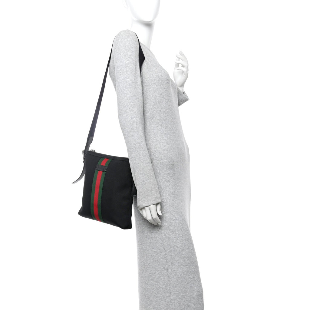 Gucci Techno Canvas Web Messenger Bag Black