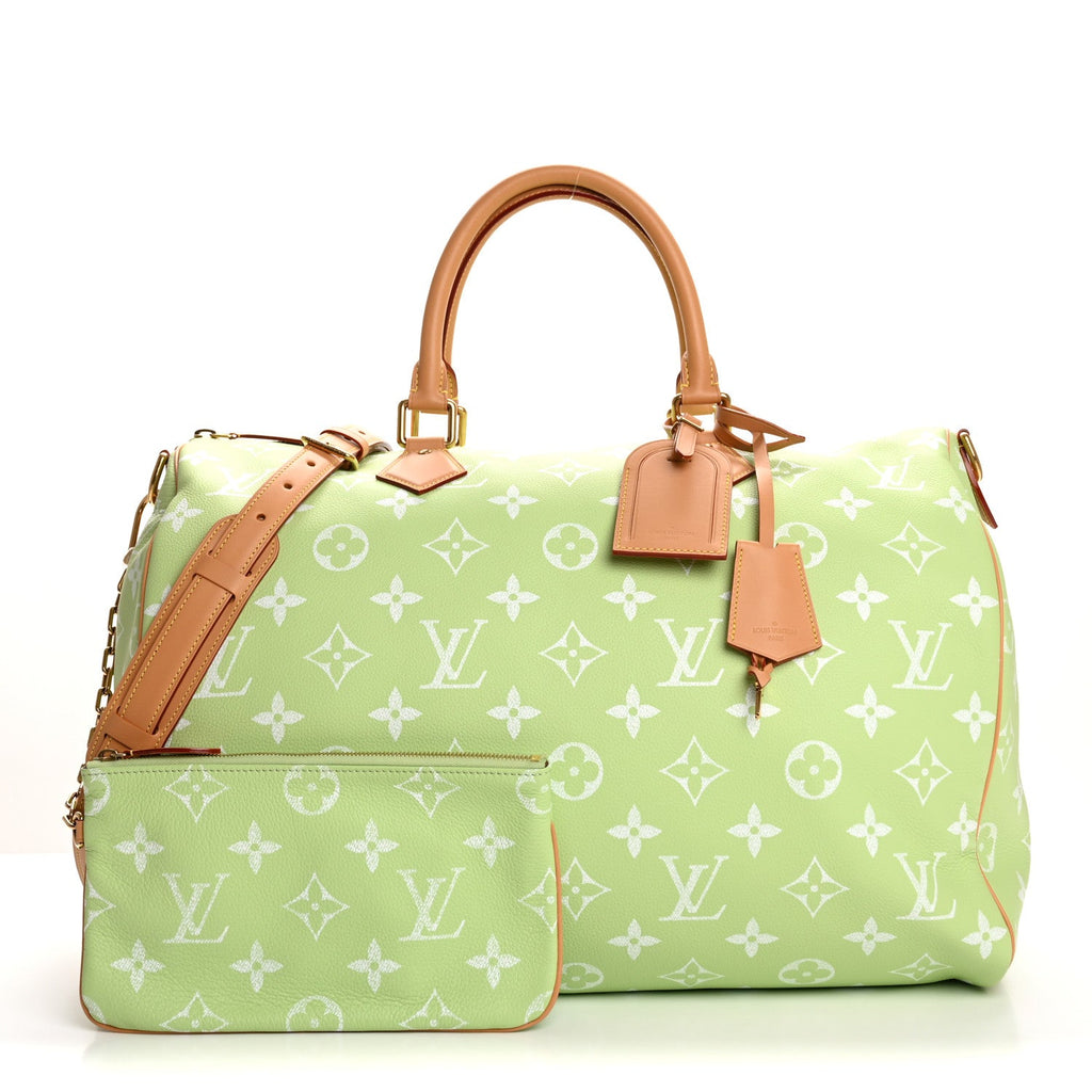 Louis Vuitton Calfskin Monogram Speedy P9 Bandouliere 50 Frozen Lime