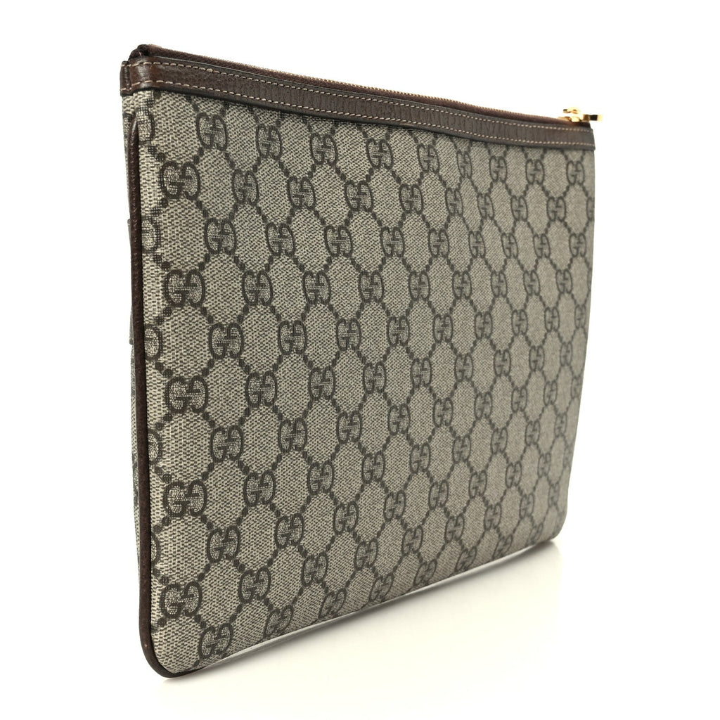 Gucci GG Supreme Monogram Large Ophidia Pouch Clutch Brown