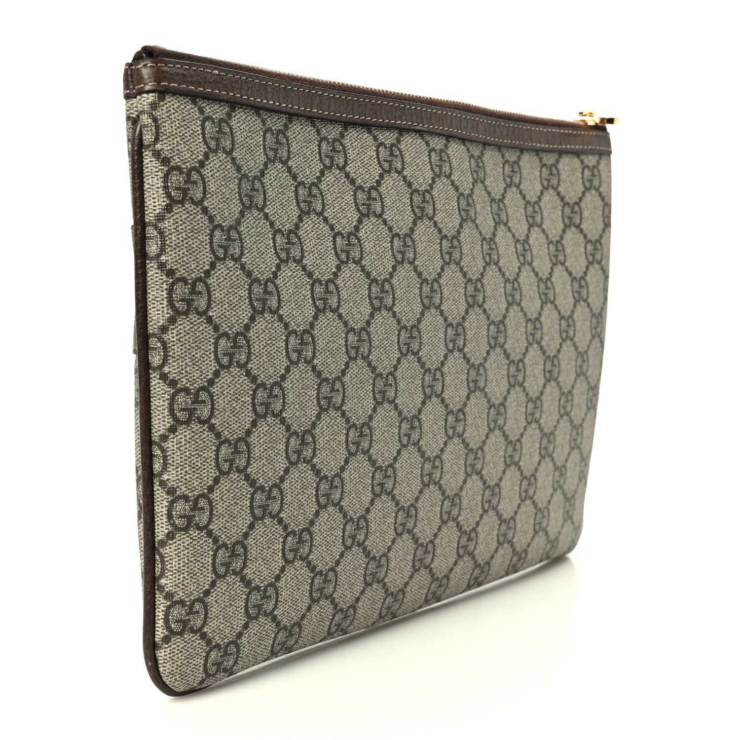 Gucci GG Supreme Monogram Large Ophidia Pouch Clutch Brown