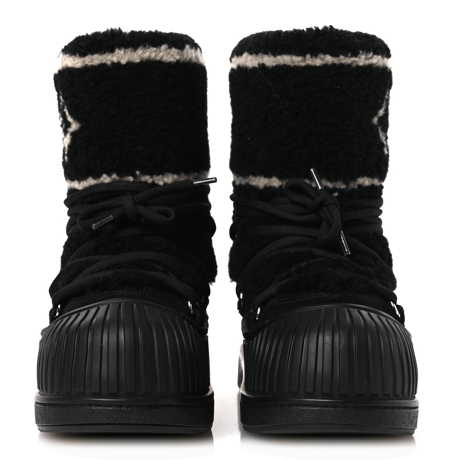 Louis Vuitton Suede Shearling Polar Flat Half Boots 40 Black