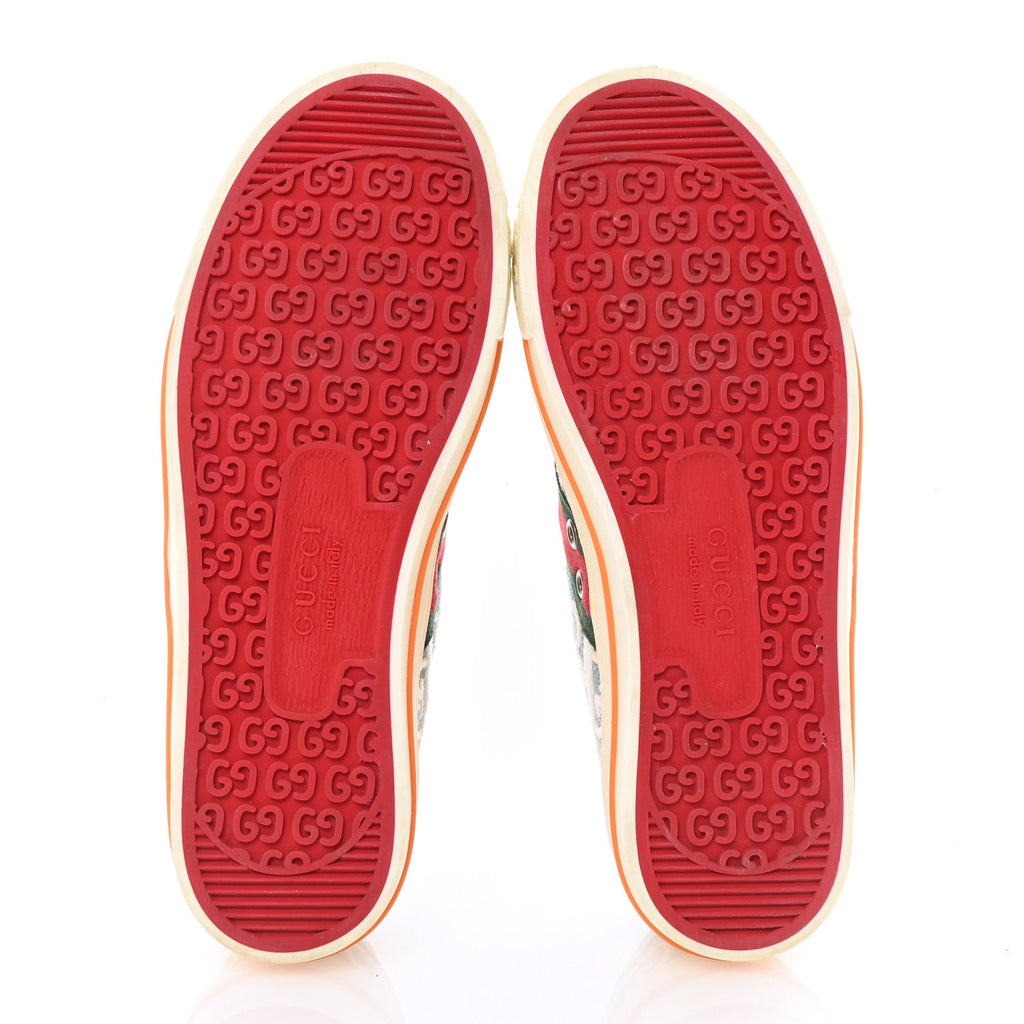 Gucci Cotton GG Monogram Web Womens 1977 Tennis Sneakers 37 Philod Ivory Mystic White