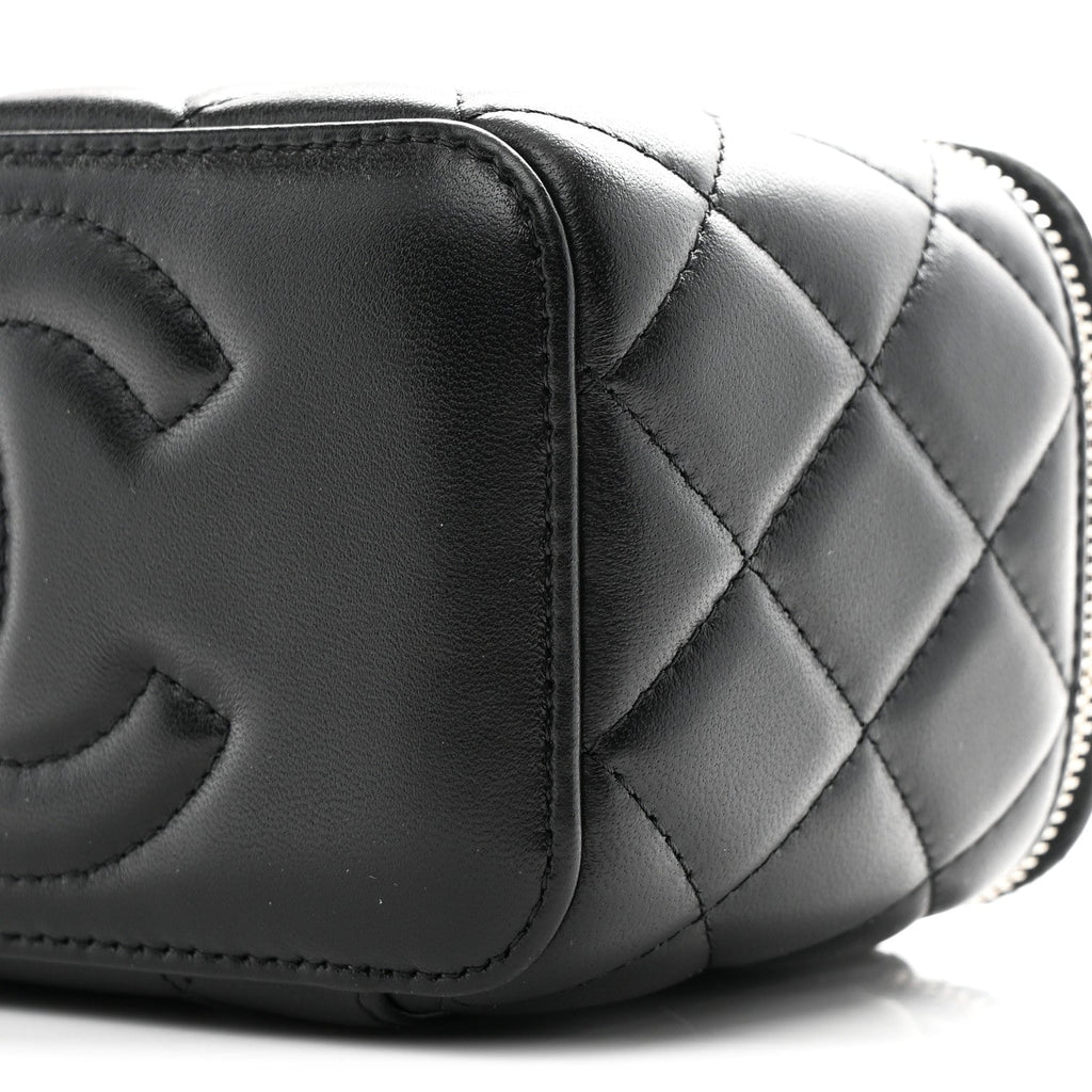 Chanel Lambskin Quilted Pearl Crush Small Vanity Case With Chain Black