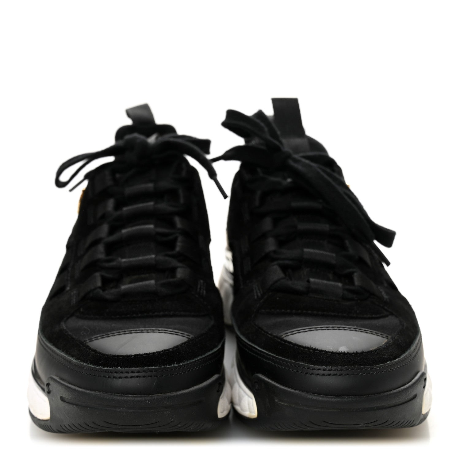 Chanel Velvet Calfskin Mixed Fibers CC Sneakers 35.5 Black