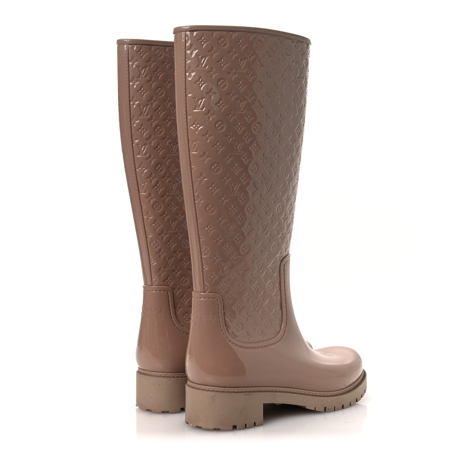 Louis Vuitton Rubber Embossed Monogram Splash Rain Boots 36 Rose Florentin