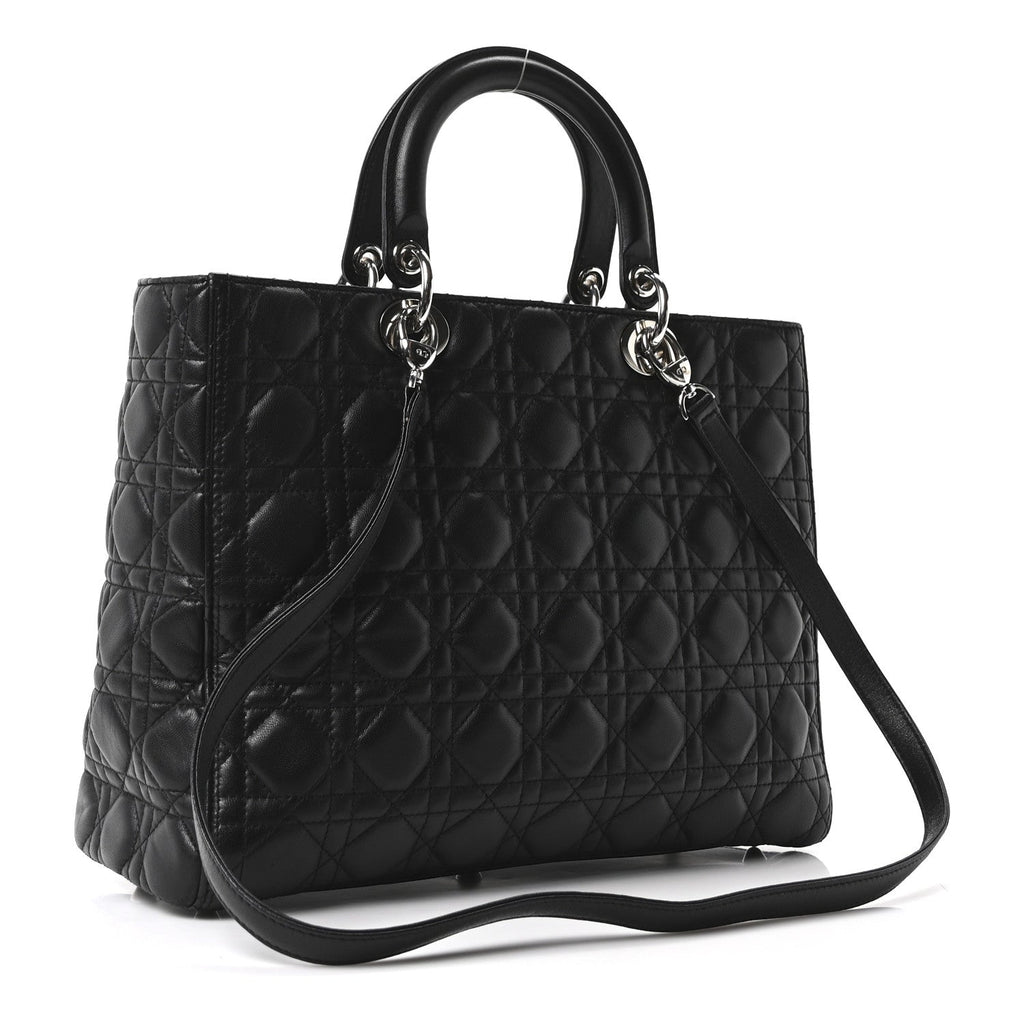 Christian Dior Lambskin Cannage Large Lady Dior Black