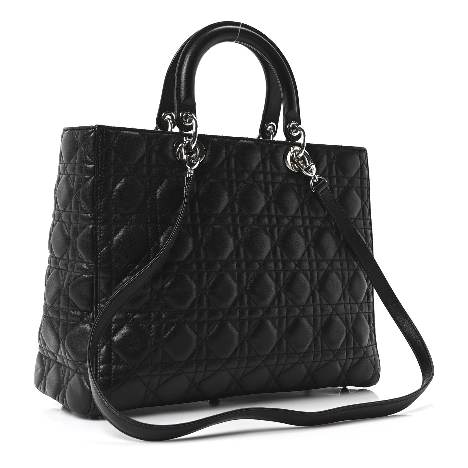 Christian Dior Lambskin Cannage Large Lady Dior Black